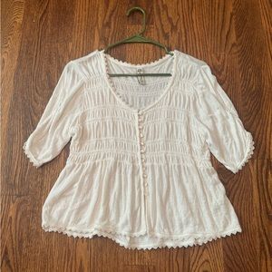 White Babydoll Style Blouse